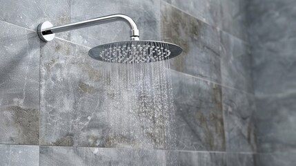 Sticker - Real modern curve showerhead bathroom showering indoors.