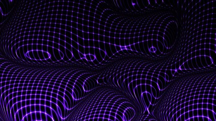 Leinwandbilder - Futuristic purple digital waves undulating across a cybernetic landscape. Looping footage