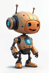 Poster - cute robot android isolated on white background, artificial intelligence. Generative AI