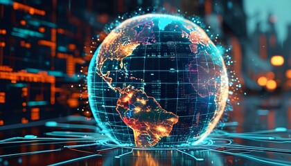 Wall Mural - Powering Worldwide Cyber Networks through Global Digital Connectivity and Real-Time Data Streams