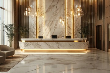 Poster - Luxury modern reception area lobby furniture lighting.