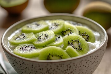 Wall Mural - Kiwi Fruit Yogurt Bowl Close Up