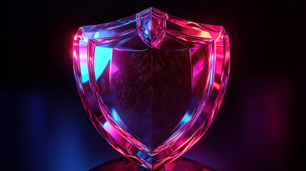 3D icon of a shield in holographic style 