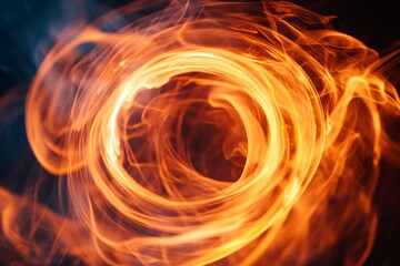 Leinwandbilder - Abstract Fire Swirl Circular Flame Orange and Yellow Smoke