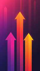 Aufkleber - Abstract illustration with three arrows pointing up on a gradient background representing growth and success