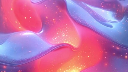 Aufkleber - An undulating abstract flow resembling a thick, glowing liquid with smooth transitions from blue to pink and orange. Vibrant lighting effects highlight flowing organic shapes in a futuristic style