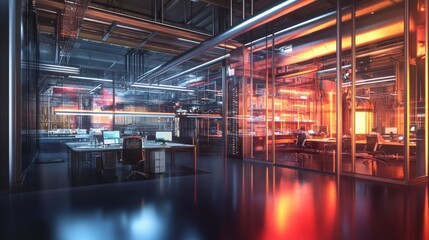 Poster - Create a view of an industrial administrative offices.