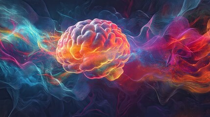 Poster - artistic depiction of brain waves in motion