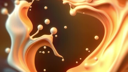 Aufkleber - Abstract animation of organic, smooth, flowing shapes in shades of gold and bronze on a dark black and brown background