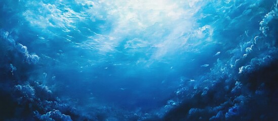 Poster - Underwater blue sea background painting
