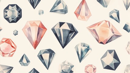 Poster - elegant gem pattern design for textiles or wallpaper.