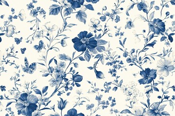 Sticker - Elegant blue floral pattern with intricate design for decorative projects.