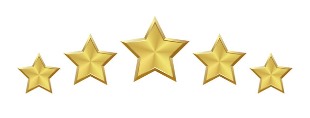 Wall Mural - isolated 5 shiny gold on a transparent background, brass star with metallic effect. five elements fo