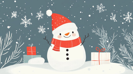 Wall Mural - Christmas snowman background wallpaper