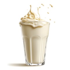 Creamy milkshake splashing in glass - perfect for dairy and beverage concepts