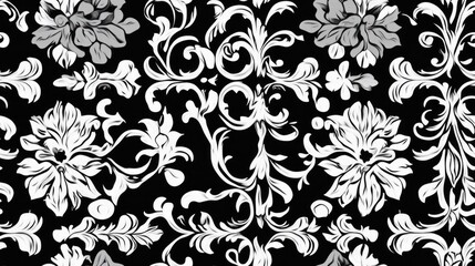 Wall Mural - Vintage black and white pattern featuring a simple ornamental design for a flat cover