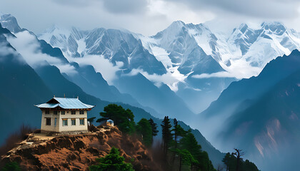 Canvas Print - Magnificent scenery of Yubeng mountains, breathtaking.