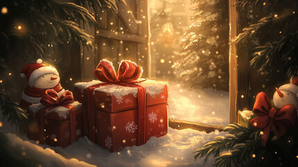 Christmas snowman background wallpaper