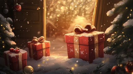 Wall Mural - Christmas gift background wallpaper