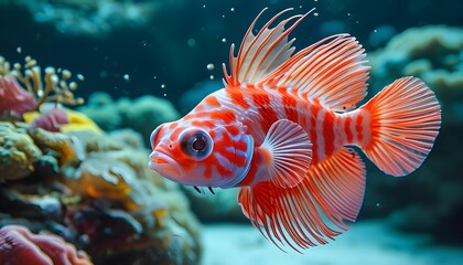 Wall Mural - Battle of Sarcastic Fringehead Fish in Vibrant Coral Reef