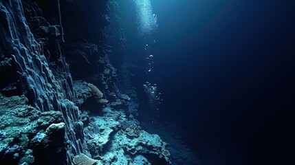 Canvas Print - The deep ocean, which includes the abyssal and hadal zones, is one of the least explored areas on Earth.