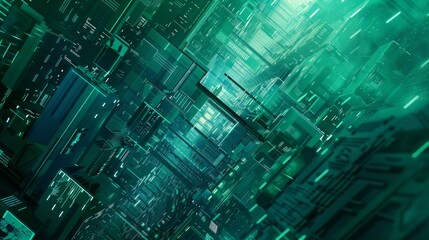 Aufkleber - Green blue and turquoise abstract technological futuristic new age themed background