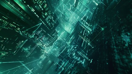 Aufkleber - Green blue and turquoise abstract technological futuristic new age themed background