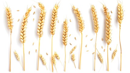 wheat ears isolated on white background