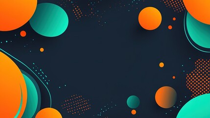 Aufkleber - Colorful abstract shapes and patterns in vibrant orange and teal tones on a dark background enhancing visual appeal