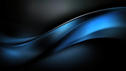 Poster - Elegant abstract design featuring smooth flowing blue curves on a dark background, ideal for modern digital art or backgrounds