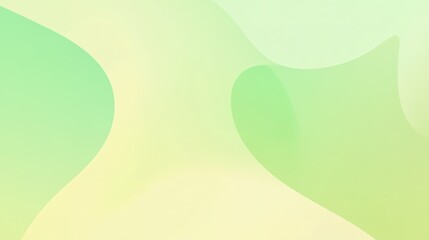 Poster - Soft green and yellow abstract background featuring flowing shapes and gentle curves in a serene, modern design