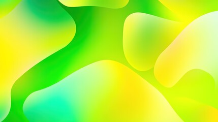 Poster - Colorful abstract green and yellow pattern with fluid shapes and smooth transitions created in a vibrant artistic style