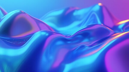 Wall Mural - Colorful abstract waves undulating in vibrant shades of blue and purple against a soft gradient background during a digital art exhibition