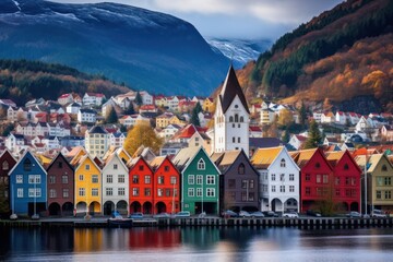 Wall Mural - Bergen architecture waterfront landscape.