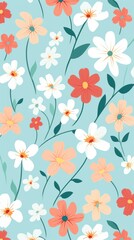 Wall Mural - Flowers wallpaper pattern plant inflorescence.