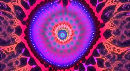 Wall Mural - 3d kaleidoscope mandala abstract background of trippy art psychedelic trance to open third eye with 