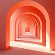 © StockUp - A stunning architectural passage of sunlit, beautifully symmetric peach-colored arches extending into the distance.