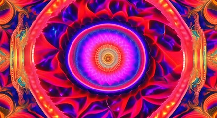 Wall Mural - 3d kaleidoscope mandala abstract background of trippy art psychedelic trance to open third eye with 
