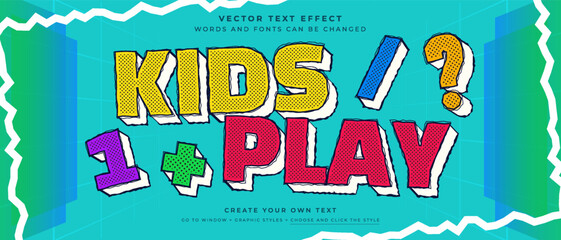 Wall Mural - Kids playground text effect on abstract background, back to school vector graphic style