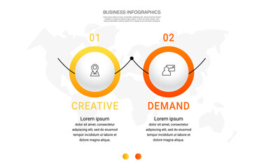 Wall Mural - Vector timeline infographics template with 2 circles and options. Blank space for web, infographic, diagram, business, digital network, flowchart, presentations