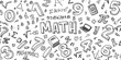 © doom.ko - Maths doodle line set school Illustration. Hand Drawn Vector Clip Art. background Banner Set Logos