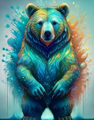 Sticker - brown bear illustration  