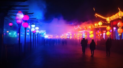 Wall Mural - Illuminated Street at Night