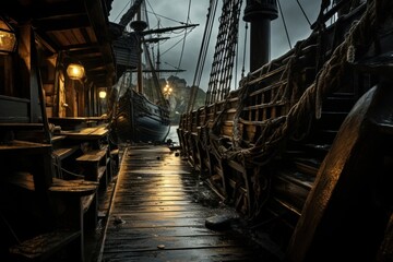 Poster - Pirates ship vehicle boat transportation.  Image by rawpixel.