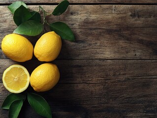 Sticker - Fresh Lemons on Wooden Table