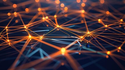 Poster - This abstract technology background features a network of glowing nodes and connections on a dark backdrop