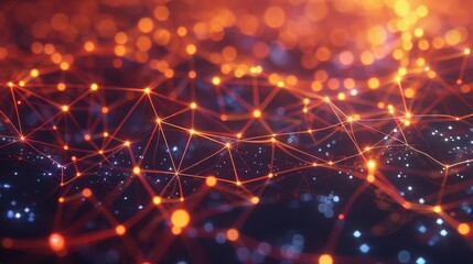 Poster - This abstract technology background features a network of glowing nodes and connections on a dark backdrop