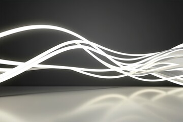 Poster - Contemporary 3D White Interior Background with Abstract Shapes and Futuristic Wave Designs