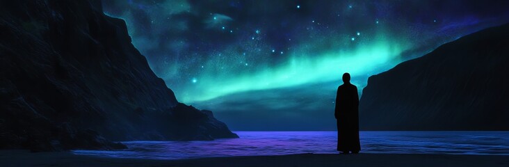 Wall Mural - fantasy landscape with stars in multicolor. stock photo