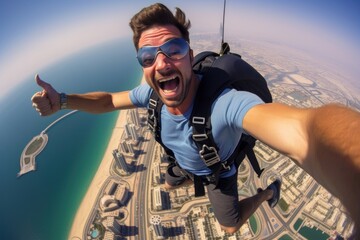 Wall Mural - Recreation adventure skydiving portrait.